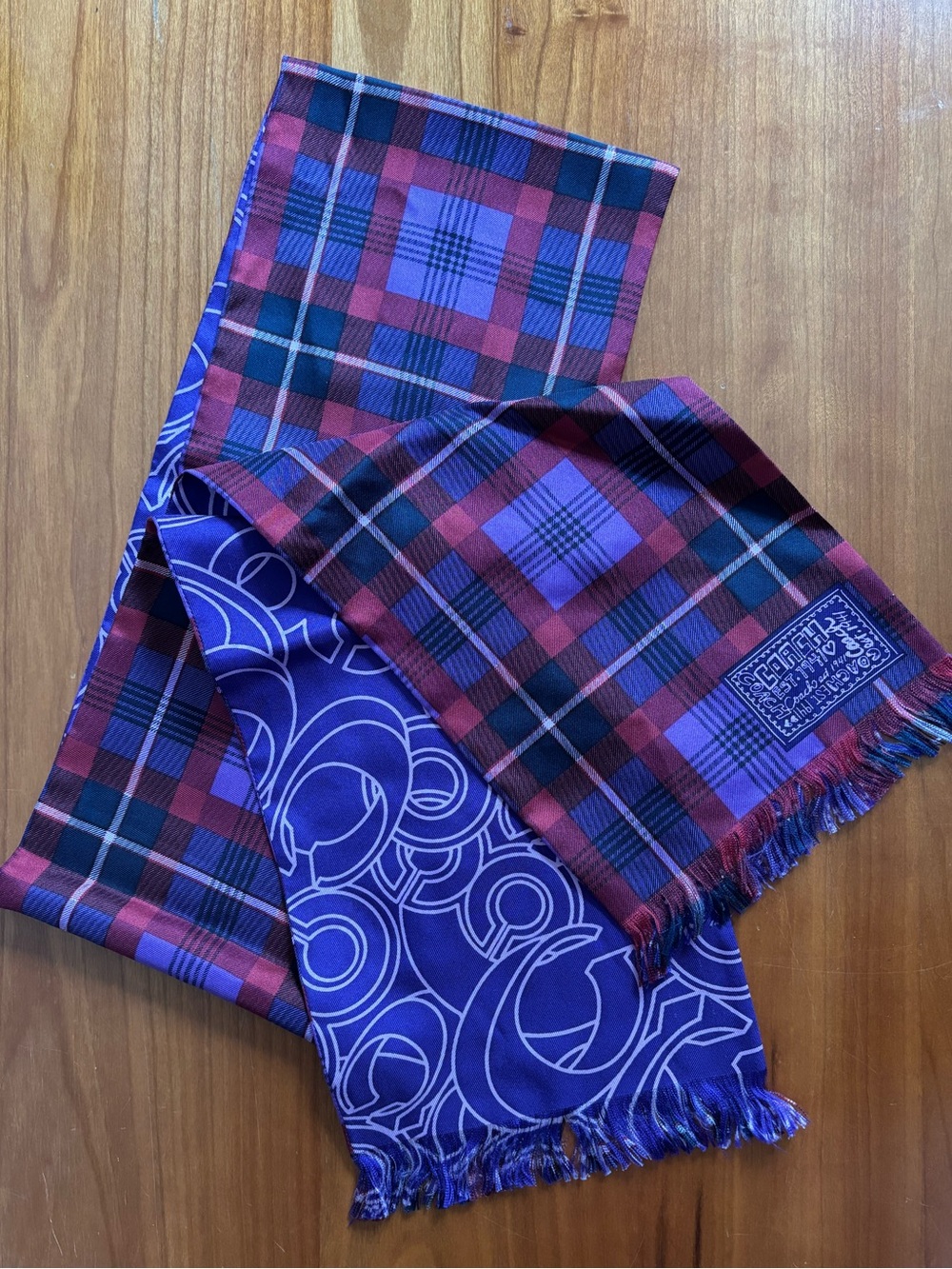 NWOT Reversible Coach Poppy silk scarf